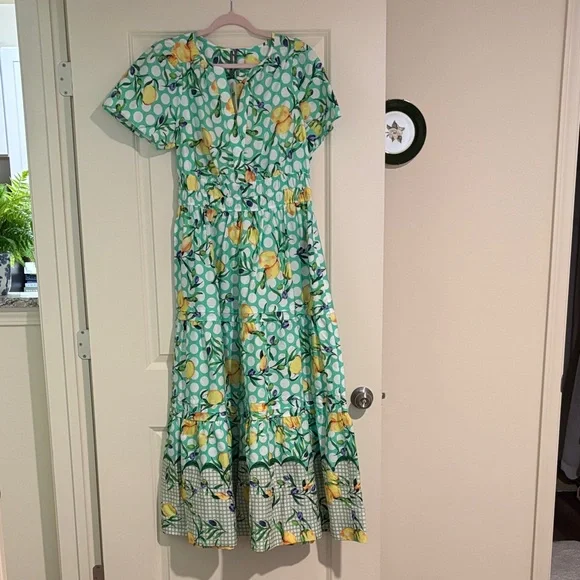 Anthropologie Green and Yellow Maxi Dress - Picture 2 of 3